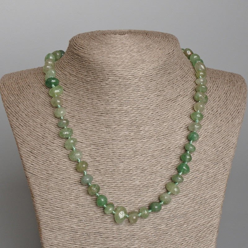 Jade Necklace, Natural Stone Tumbled, Diameter 10x7mm+-, Length 50cm+