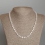 White Cat's Eye Necklace, smooth round beads, diameter 6.5mm+-, length 48cm+