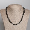 Silver Obsidian Necklace, natural stone, smooth round beads, diameter 8mm+-, length 49cm+