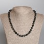 Silver Obsidian Necklace, natural stone, smooth round beads, diameter 8mm+-, length 49cm+