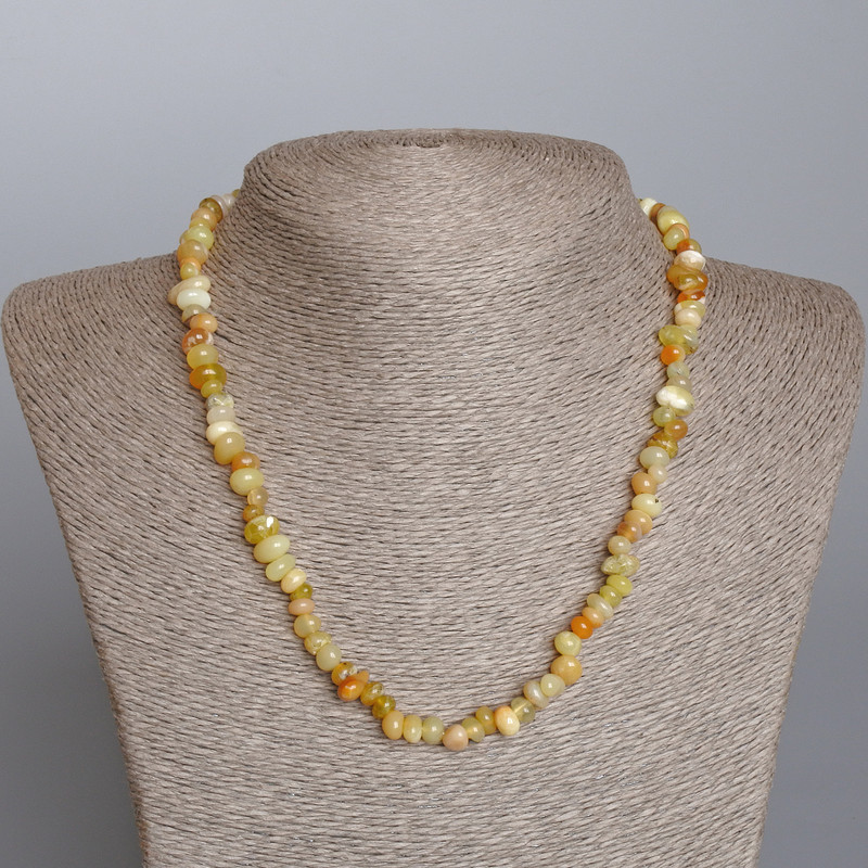 Yellow Agate Necklace, natural stone, tumbled, diameter 7x5mm+-, length 47cm+