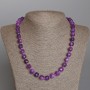 Sugilite Necklace, natural stone, faceted cube, diameter 9mm+-, length 50cm+