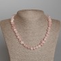 Rose Quartz Necklace, natural stone tumbled beads, diameter 11x6mm+-, length 46cm+