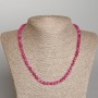 Raspberry Tourmaline Necklace natural stone faceted cube, diameter 5mm+/-, length 48cm+
