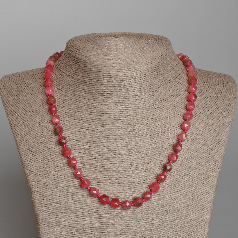Polychrome Tourmaline Necklace faceted cube, diameter 7mm+/-, length 49cm+