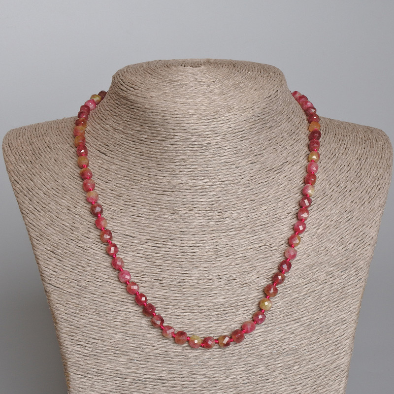 Polychrome Tourmaline Necklace faceted cube, diameter 6mm+/-, length 49cm+