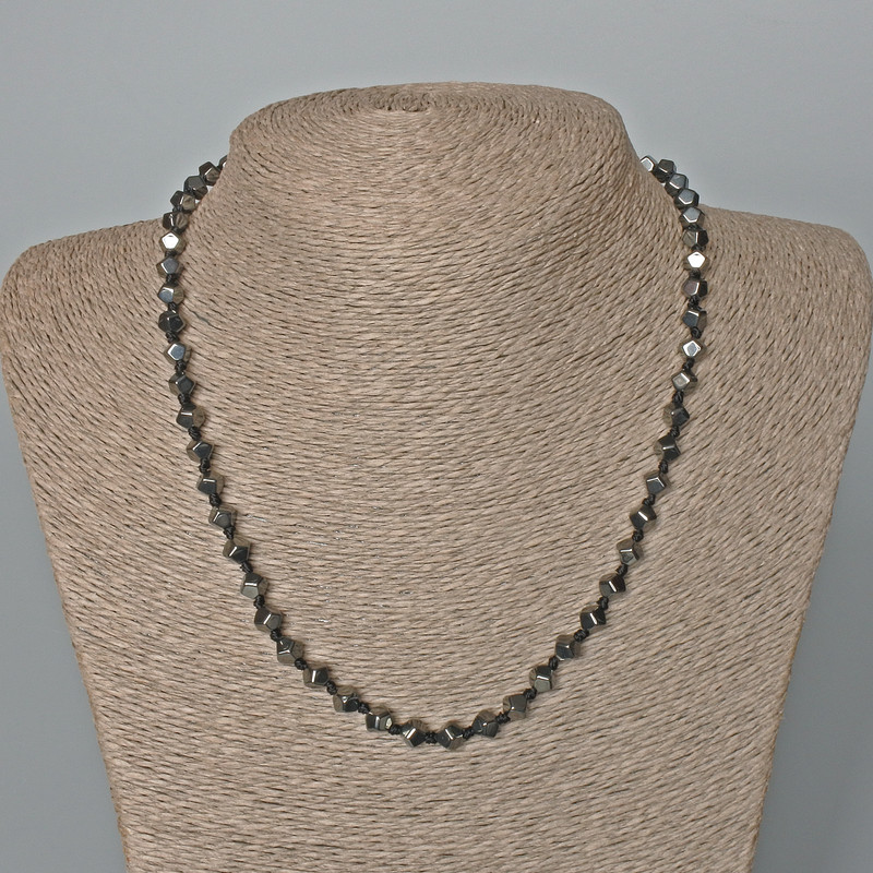 Hematite Polygon Necklace, diameter 4x4mm+/-, length 46cm+