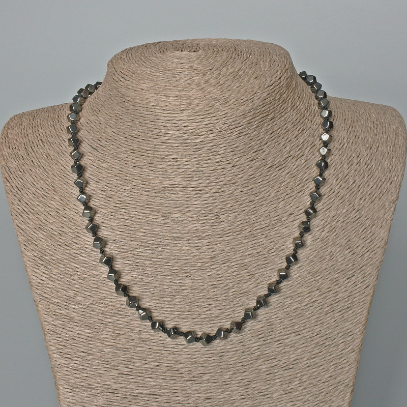 Hematite Polygon Necklace, diameter 6x6mm+/-, length 47cm+