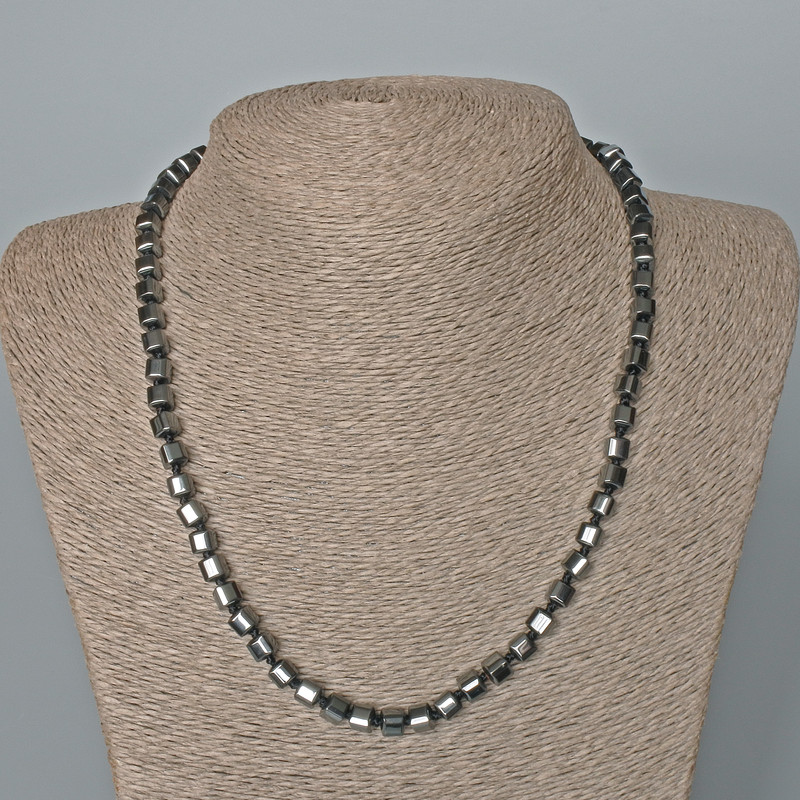Hematite Cube Necklace, diameter 6mm+/-, length 48cm+