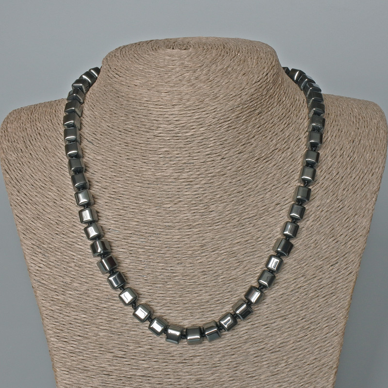 Hematite Cube Necklace, diameter 8mm+/-, length 48cm+