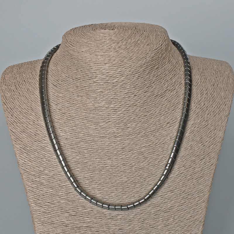 Hematite Zigzag Necklace, Diameter 7.5x5.5mm+/-, Length 48cm+