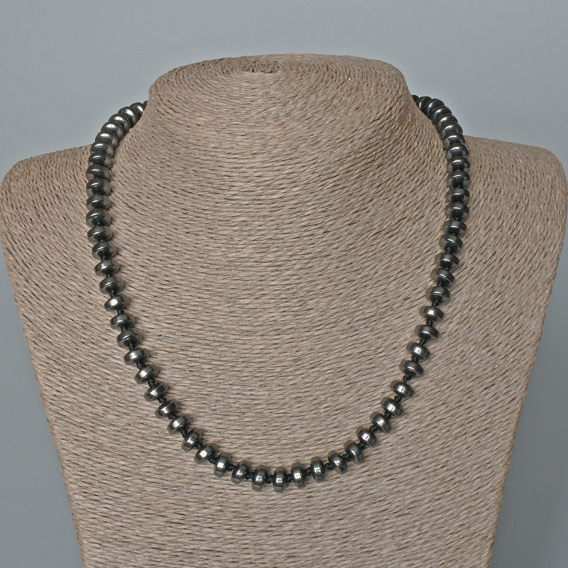 Hematite Smooth Rondelle Necklace, Diameter 8x4mm+/-, Length 48cm+