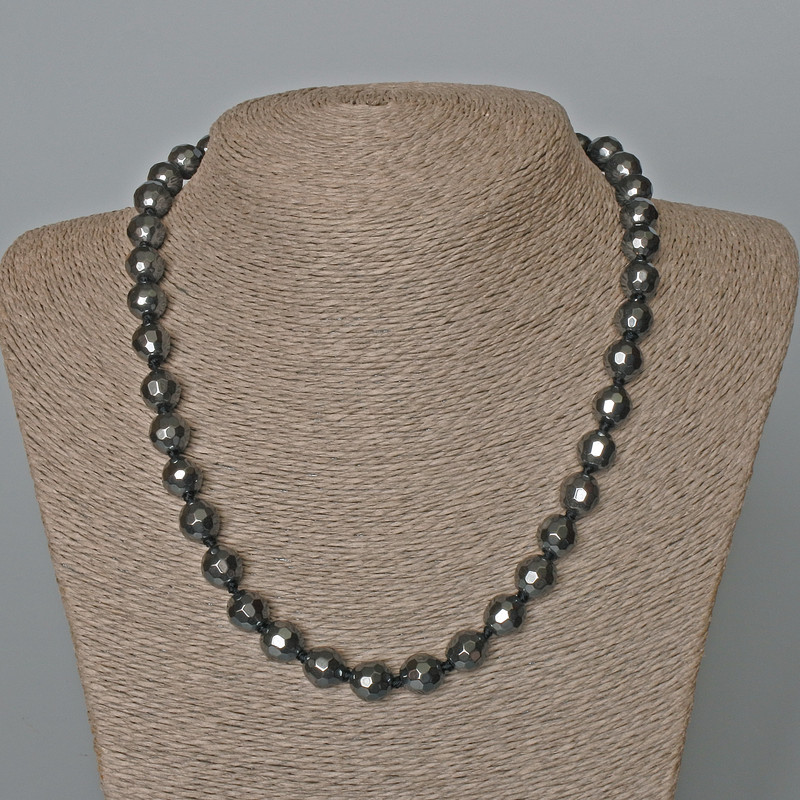 Hematite Faceted Ball Necklace, diameter 10mm+-, length 48cm+
