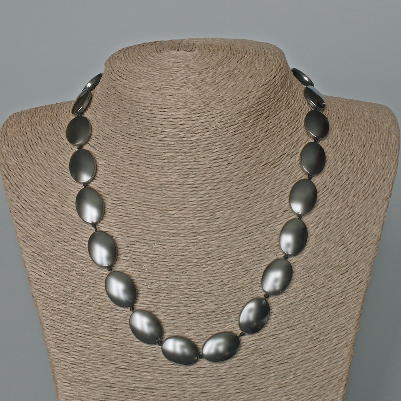 Hematite Oval Necklace, Diameter 13x18mm+/-, Length 47cm+