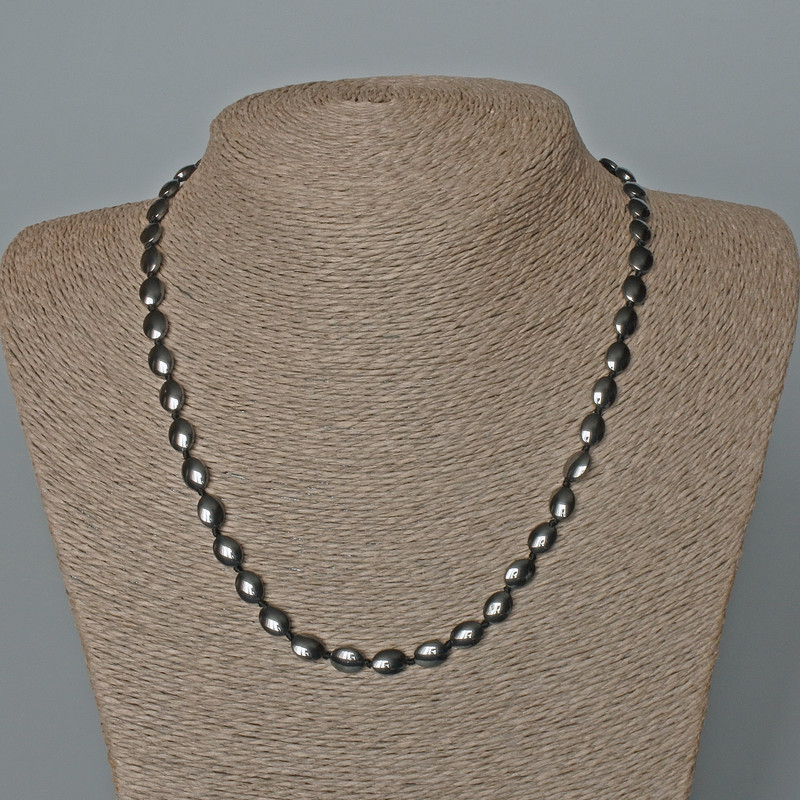 Hematite Oval Necklace, Diameter 6x8mm+/-, Length 47cm+