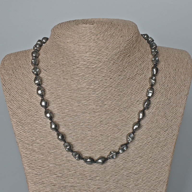 Hematite Skull Necklace, diameter 8x10x7.5mm+-, length 48cm+