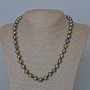 Hematite Necklace with 'Petrol' Coating, Smooth Round Beads, Diameter 9mm+/-, Length 50cm+