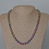 Necklace Hematite with “Petrol” Coating Smooth Round Bead, Diameter 8mm+/-, Length 50cm+
