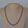 Necklace Hematite with “Petrol” Coating Smooth Round Bead, Diameter 8mm+/-, Length 50cm+