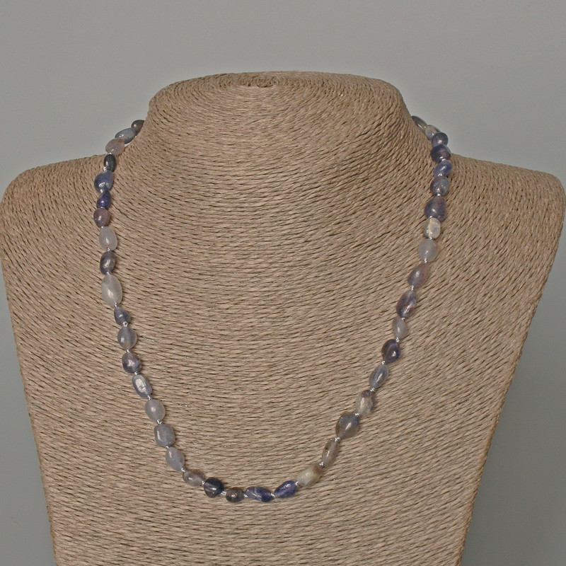 Necklace Iolite Natural Stone Tumbled, Diameter 6x8mm+/-, Length 48cm+