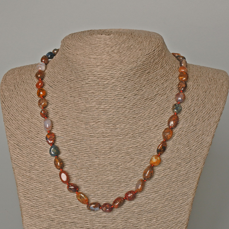 Necklace Pietersite Natural Stone Tumbled, Diameter 7x10mm+/-, Length 49cm+