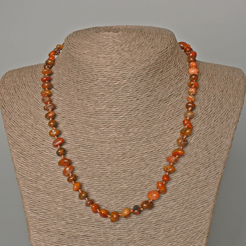Necklace Jasper Natural Stone Tumbled, Diameter 8x5mm+/-, Length 48cm+