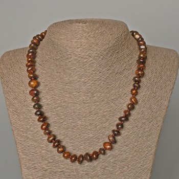 Bronzite Natural Stone Necklace, tumbled, diameter 10x5mm+-, length 49cm+