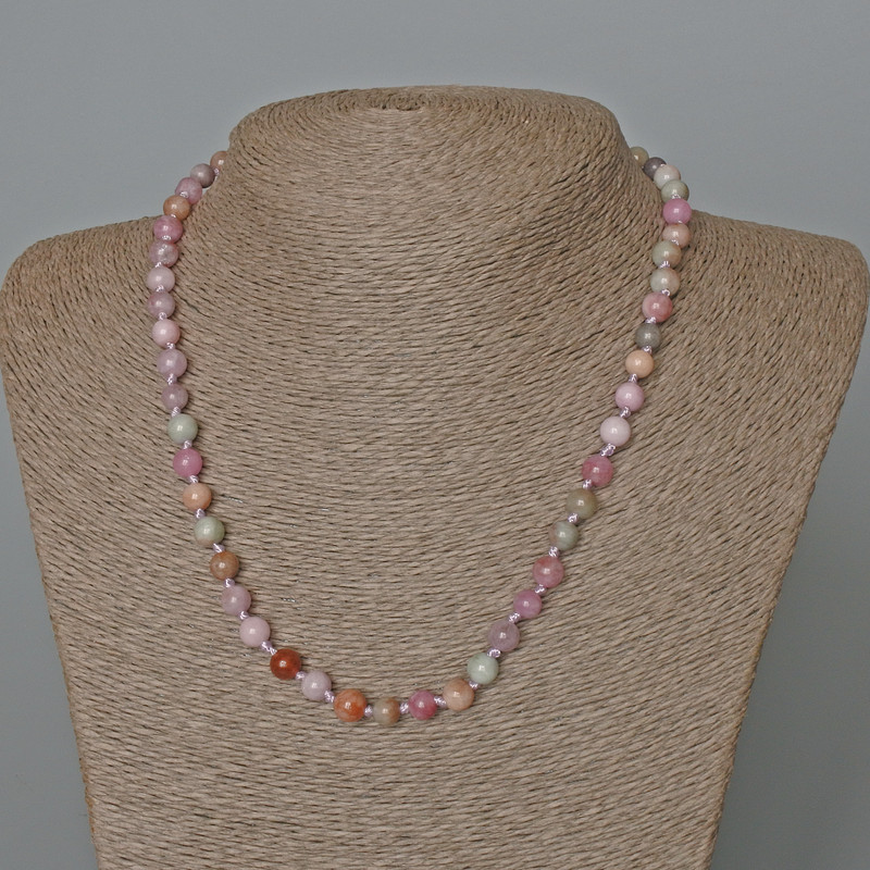 Multicolour Jadeite Necklace, Smooth Bead, Diameter 6.5mm+-, Length 47cm+