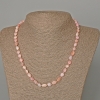 Pink Opal Necklace, Natural Stone Tumbled Bead, 6x8mm+-, Length 49cm+