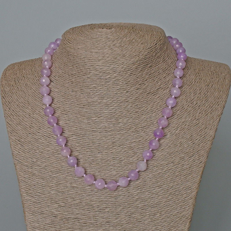 Kunzite Necklace, Natural Stone Faceted Bead, Diameter 8mm+-, Length 47cm+