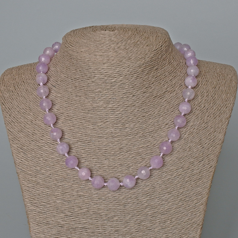 Kunzite Necklace, Natural Stone Faceted Bead, Diameter 10mm+/-, Length 48cm+