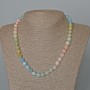 Morganite Necklace, Natural Stone Smooth Bead, Diameter 8.5mm+-, Length 48cm+