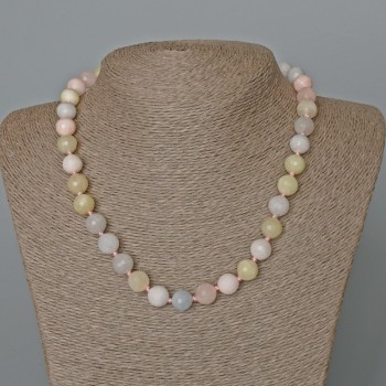 Morganite Necklace, Natural Stone Faceted Bead, Diameter 10mm+-, Length 47cm+