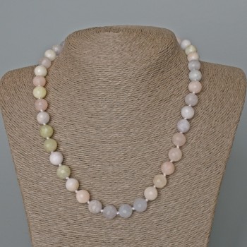 Morganite Necklace, Natural Stone Faceted Bead, Diameter 10mm+-, Length 49cm+