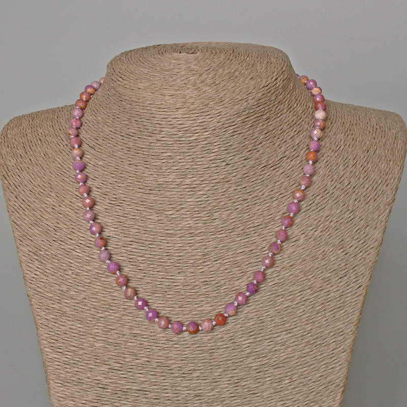 Phosphosiderite Necklace, Natural Stone Faceted Bead, Diameter 6mm+/-, Length 47cm+