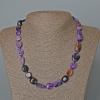 Charoite Necklace, natural stone tumbled, diameter 11x14mm+-, length 49cm+