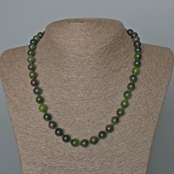 Necklace Zoisite natural stone smooth bead, diameter 8.5mm, length 49cm