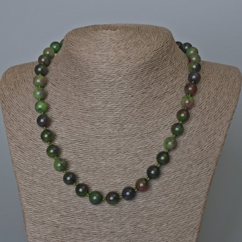 Necklace of natural zoisite beads, smooth round beads 10.5 mm, length 51 cm