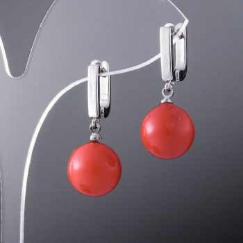 Earrings Elegant Mallorca Orange Ball 12mm with a English clasp