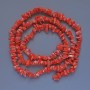Beads Natural Carrot Coral Chips, Diameter 9x4mm+/-, Length 90cm +/- on Fishing Line