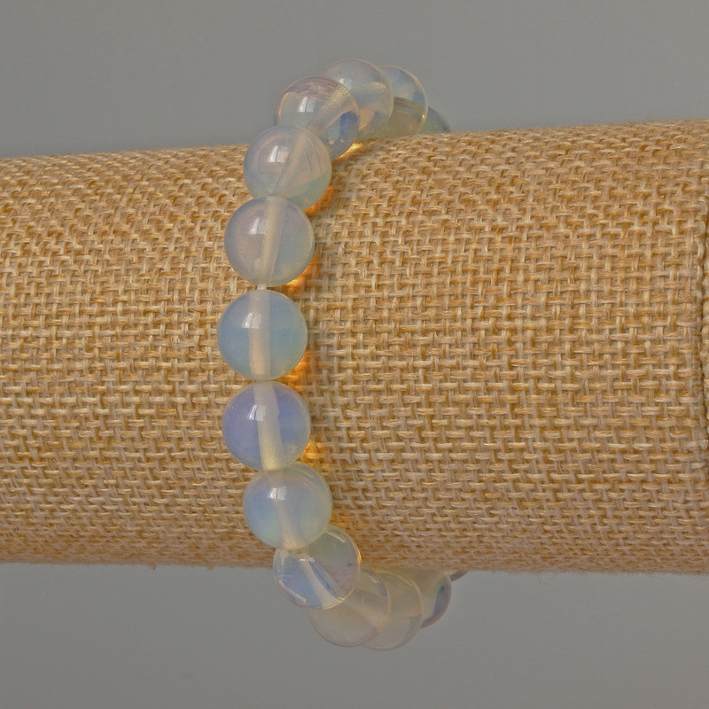 Bracelet Moonstone (Synthetic) Smooth Round, Diameter 10mm, Length 18cm (Stretch)