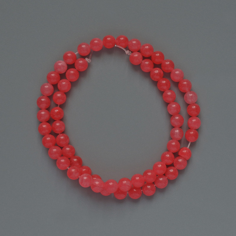 Beads Tourmaline (Imitation) Smooth Round, Diameter 6mm+/-, Length 37cm +/- on Fishing Line