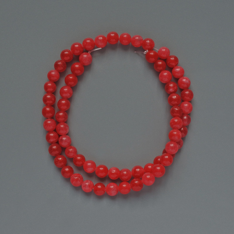 Beads Tourmaline (Imitation) Smooth Round, Diameter 6mm+/-, Length 38cm +/- on Fishing Line
