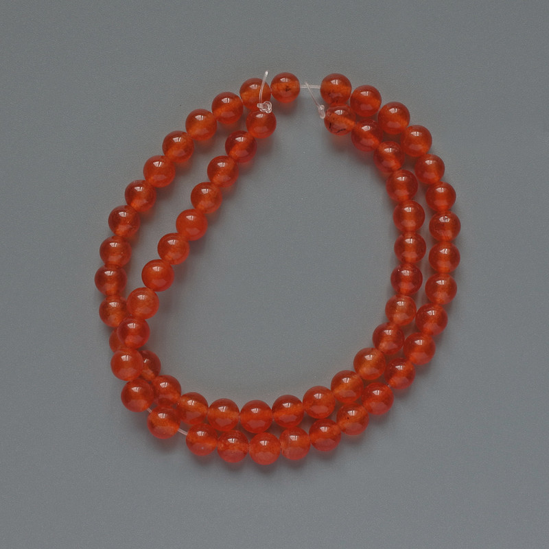 Beads Carnelian (Imitation) Smooth Round, Diameter 6mm+/-, Length 38cm +/- on Fishing Line