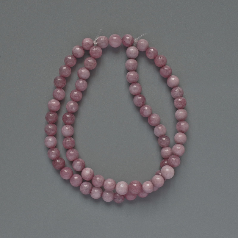 Beads Kunzite (Imitation) Smooth Round, Diameter 6mm+/-, Length 39cm +/- on Fishing Line