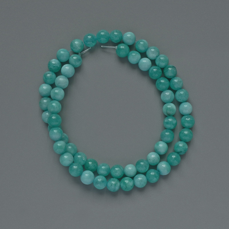 Beads Amazonite (Imitation) Smooth Round, Diameter 6.5mm+/-, Length 36cm +/- on Fishing Line