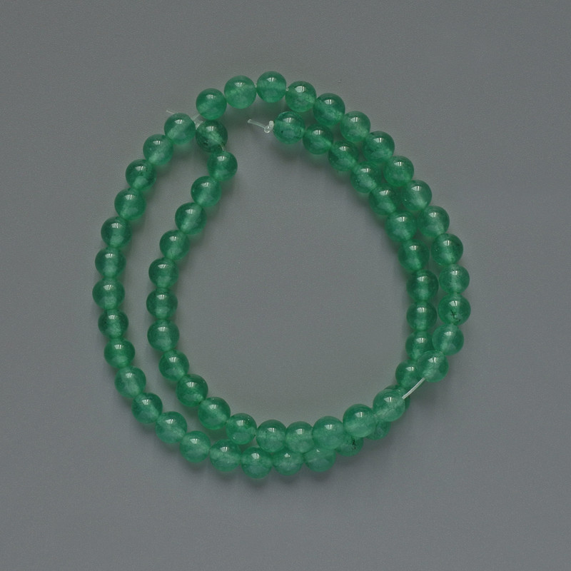 Beads Jade (Imitation) Smooth Round, Diameter 6mm+/-, Length 38cm +/- on Fishing Line