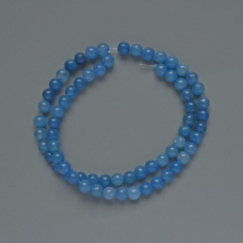 Aquamarine (Synthetic) Smooth Round Beads, diameter 6mm+/-, length 37cm+/- on fishing line