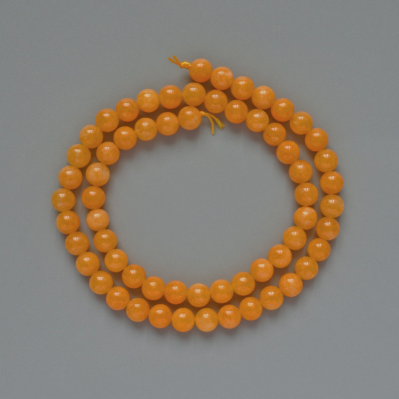 Citrine Synthetic Smooth Round Beads, diameter 6.5mm+/-, length 38cm+/- on thread