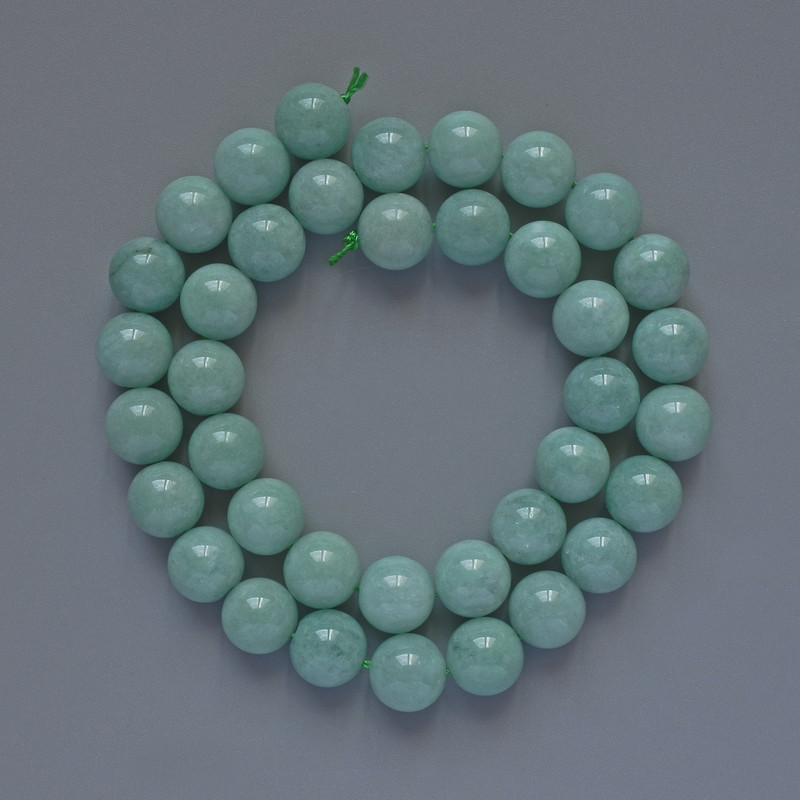 Amazonite Natural Stone Smooth Round Beads, diameter 10mm+/-, length 38cm+/- on thread